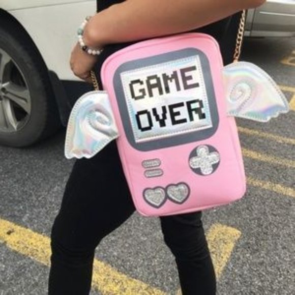 GAME OVER Gamer Pink Video Game Cosplay Handbag - Picture 5 of 6